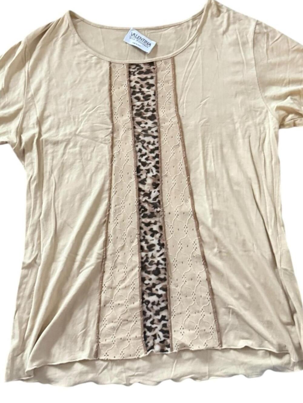 Valentina Fine Knitwear Beige Embellished Top - XL